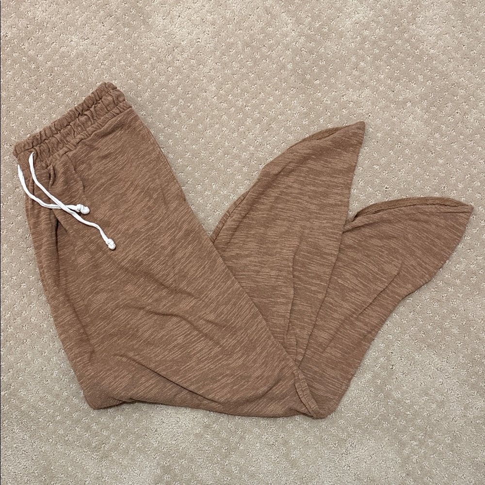 Free People Drawstring Drop Crotch Casual Pants, Brown, Size S